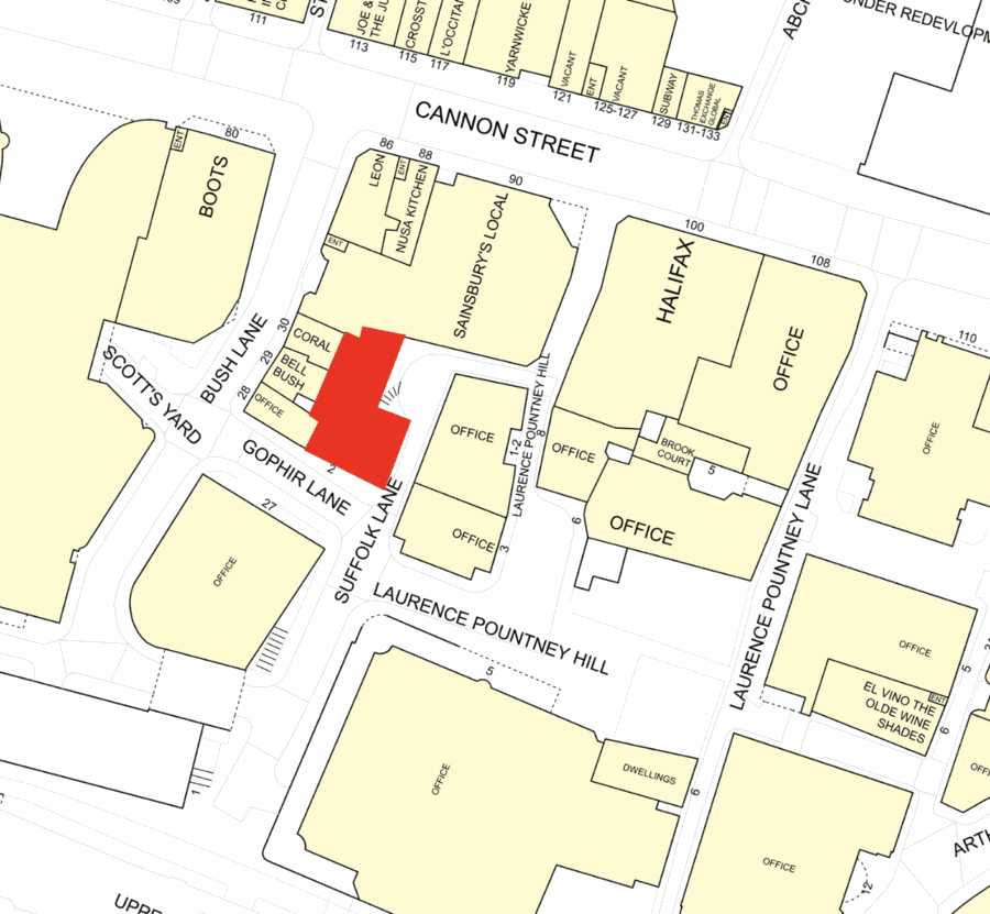 Street trade plan with the unit marked in red